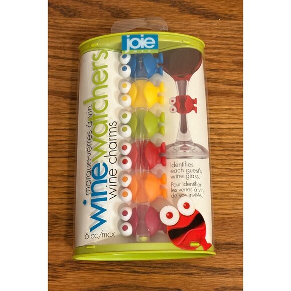 Joie MSC Wine Watchers 6-Piece Silicone Wine Glass Charms Reusable Monsters - Picture 1 of 5